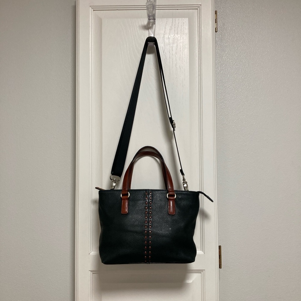 Fossil Black and Brown Leather Handbag